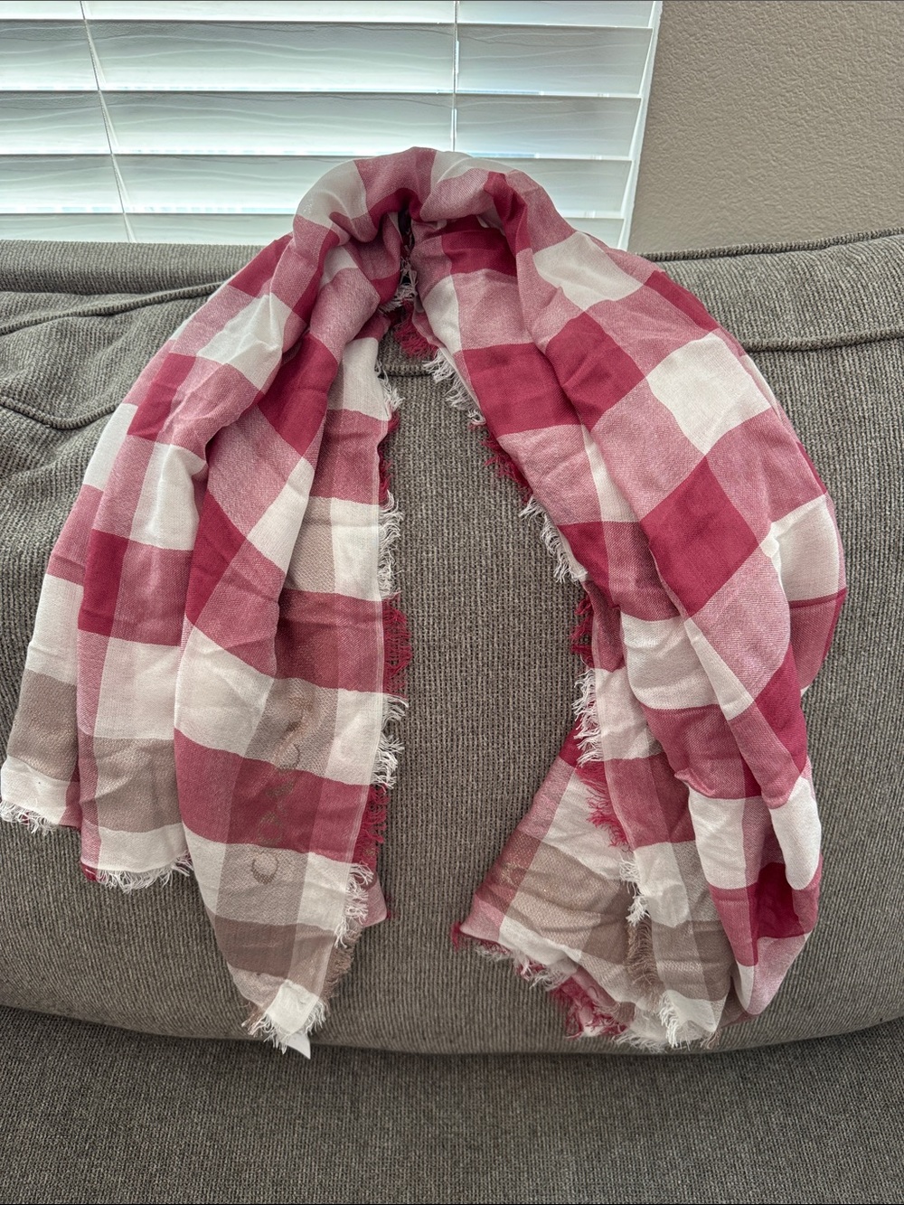 Coach Pink and White Check Throw Scarf - Home Accents